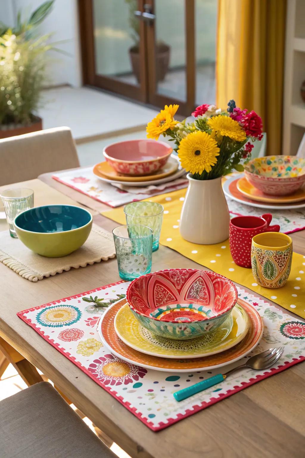 Radiant and colorful designs can make your dining experience lively and enjoyable.