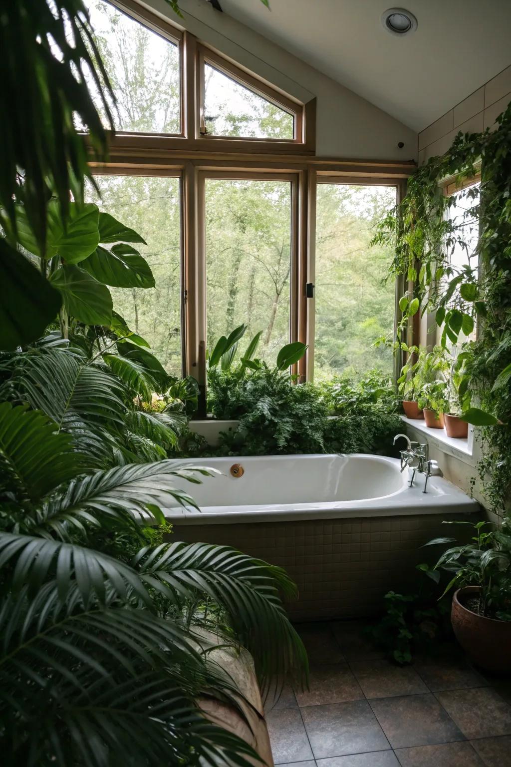 Change your bathroom into a peaceful retreat filled with plants.