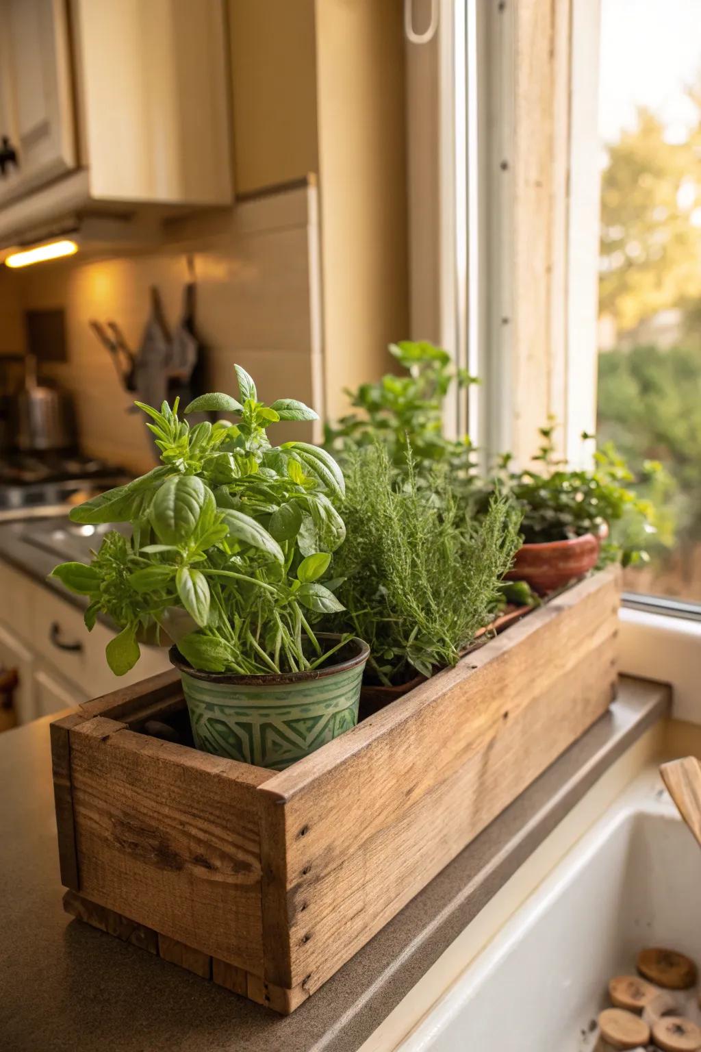 A useful and fragrant personalized herb garden for mom's culinary interests.
