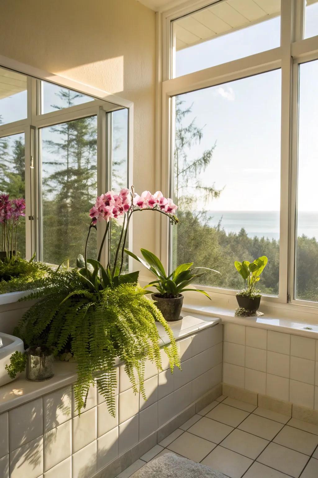 Harness sunlight to keep your bathroom plants flourishing.