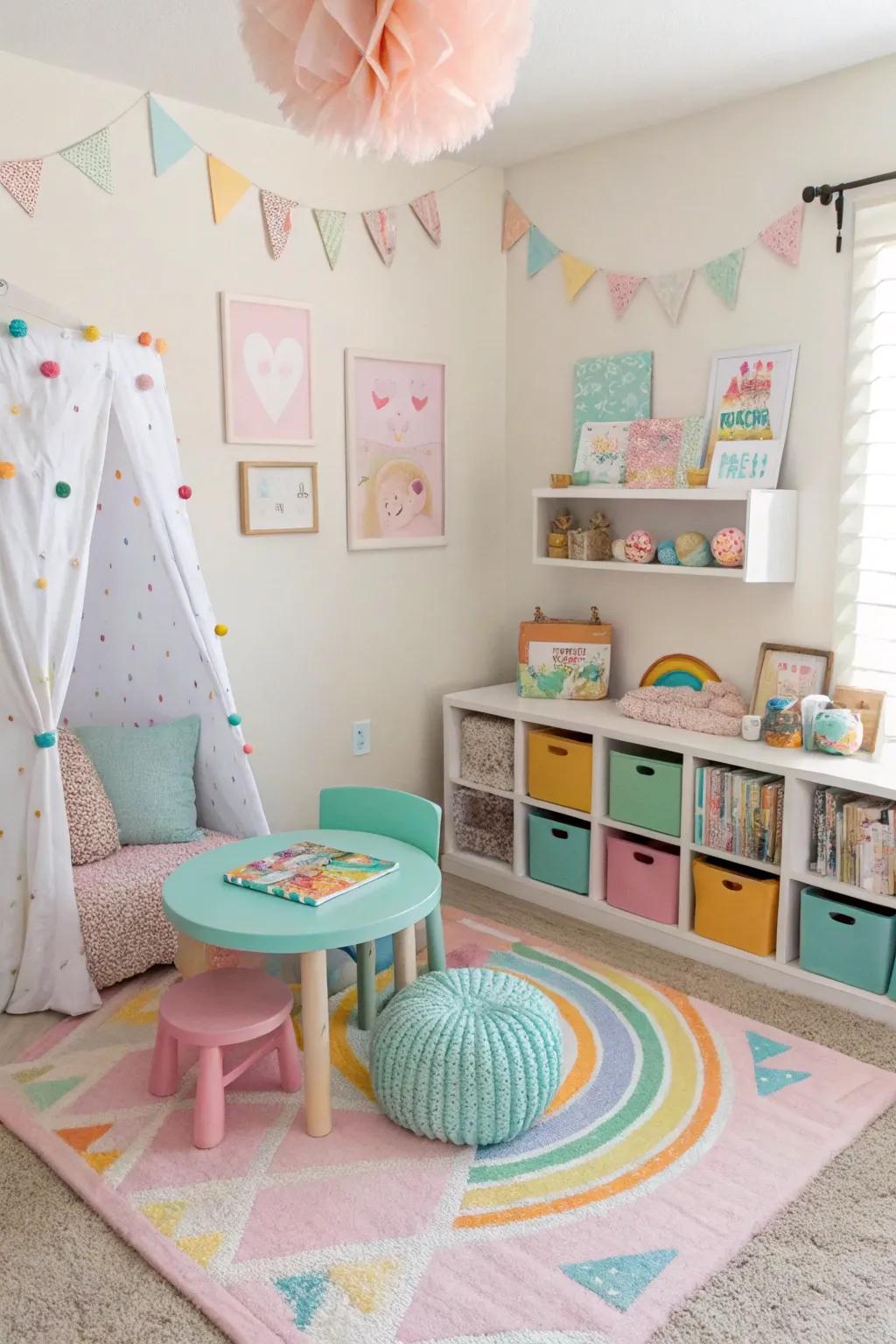 Playrooms get a boost in vibrance and cohesion when colors are coordinated.