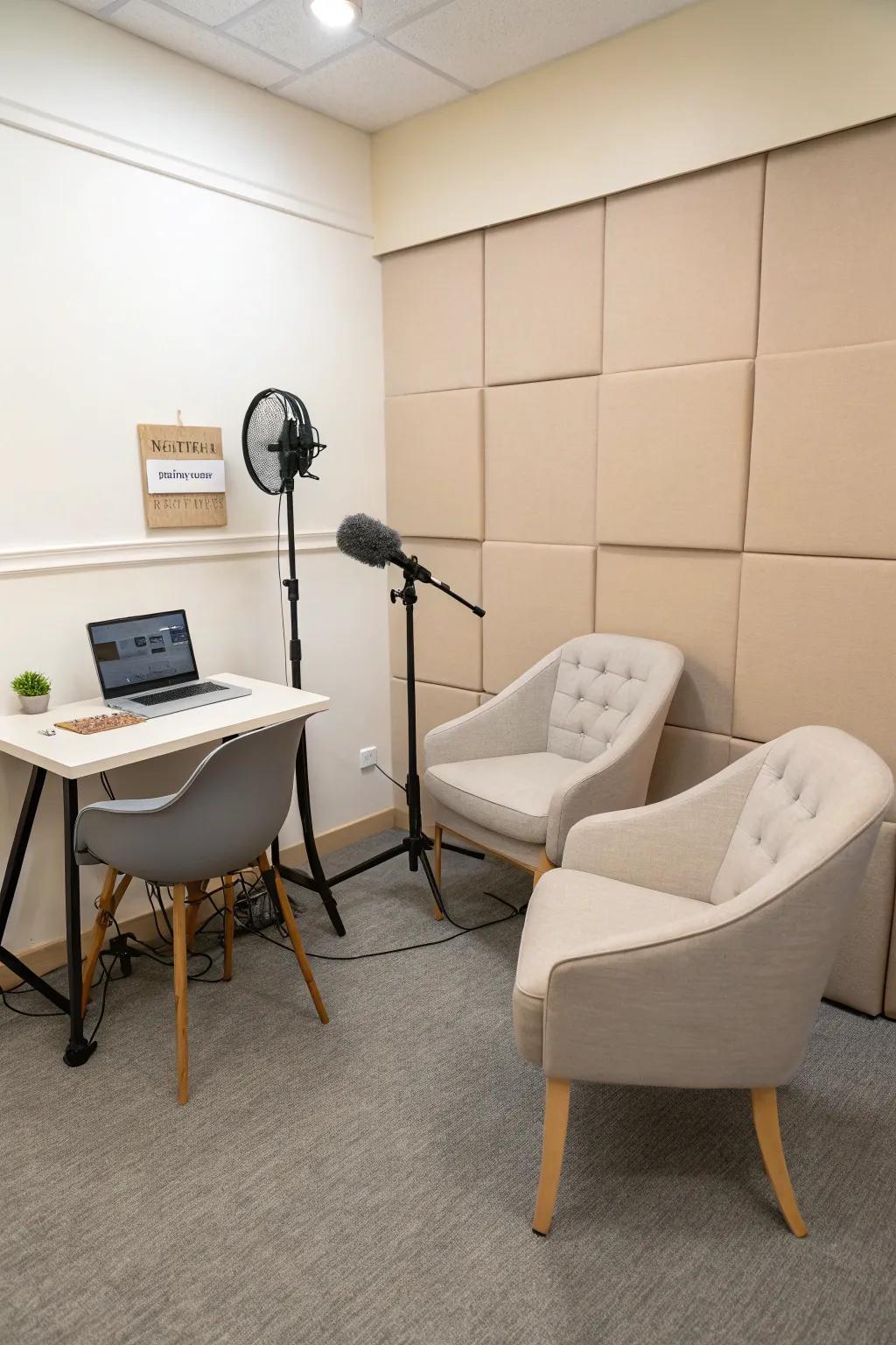 A simple podcast studio layout.