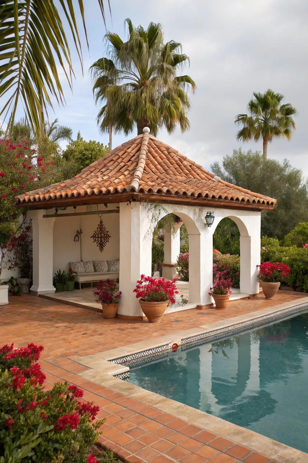 A Mediterranean-inspired cabana radiating class and charm.