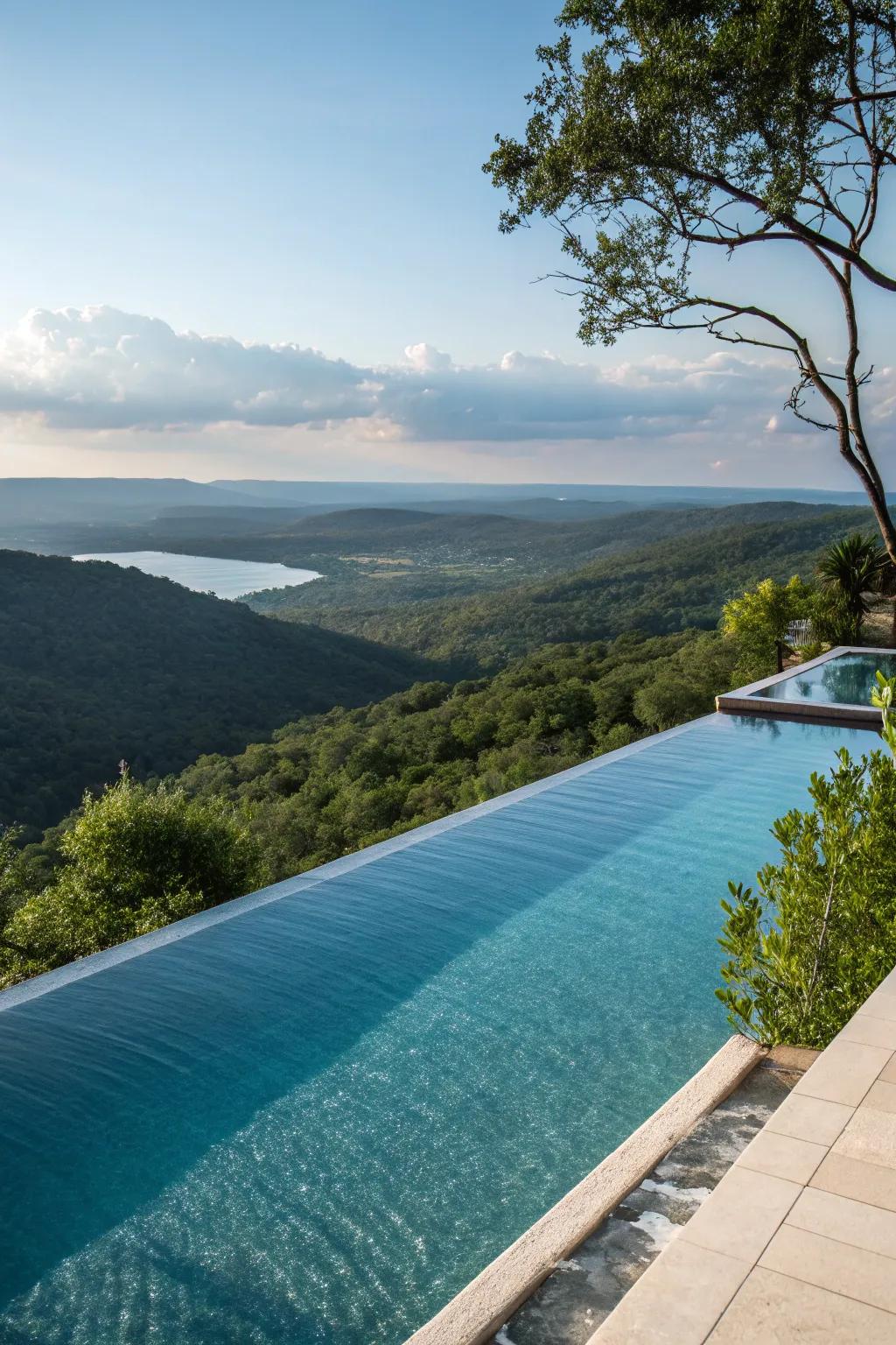 A stunning infinity edge pool set against a picturesque backdrop.
