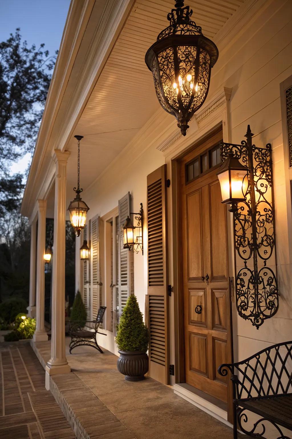 Enhance your porch using elegant lighting.