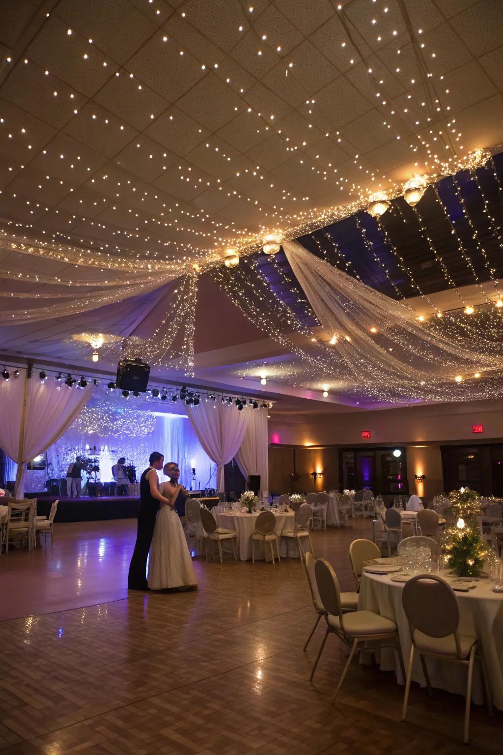 For a starlit heaven effect, introduce a hint of magic with delicate lights.
