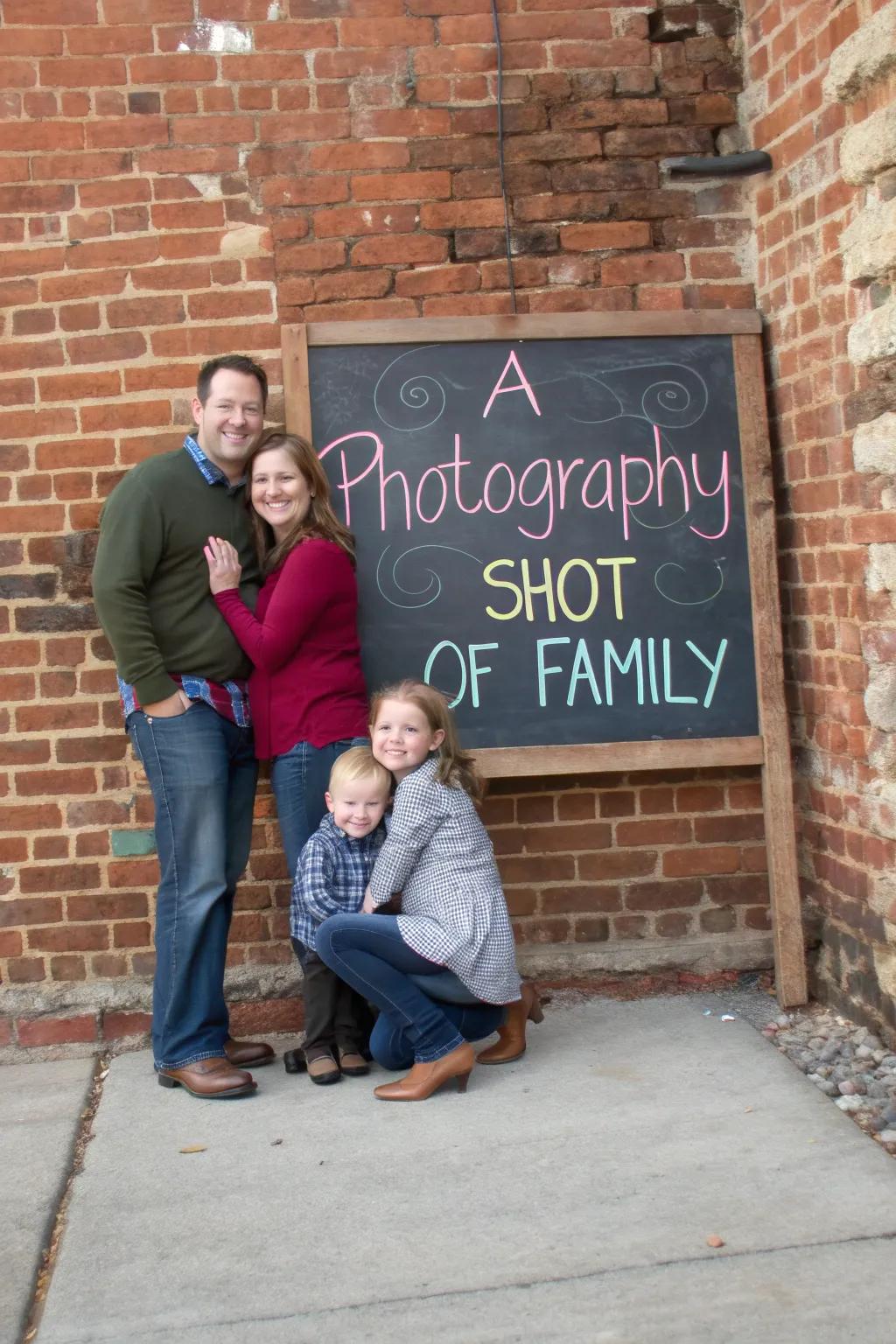 Utilize chalkboards to include heartfelt notes and elevate your family images.