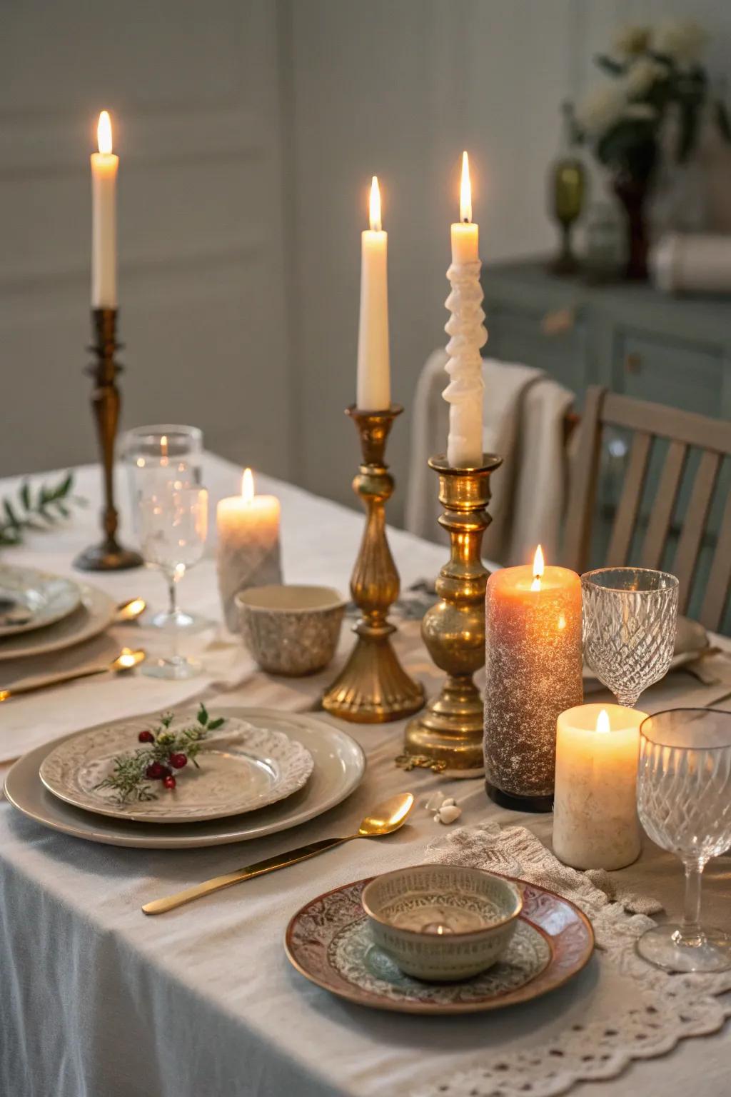 Candle holders provide a warm and magical ambiance for evening events.
