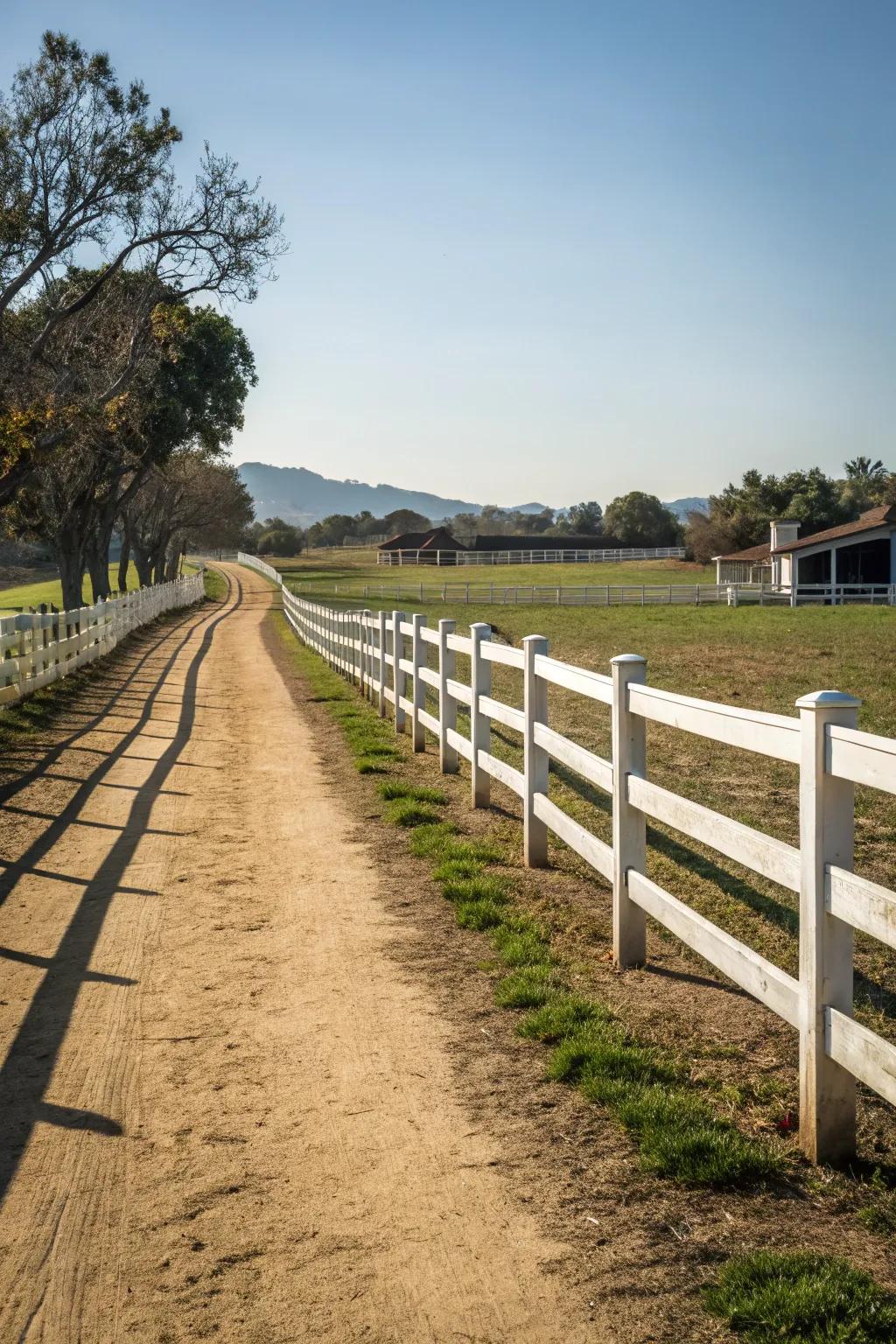 A classic post and rail design graces a rustic pathway.
