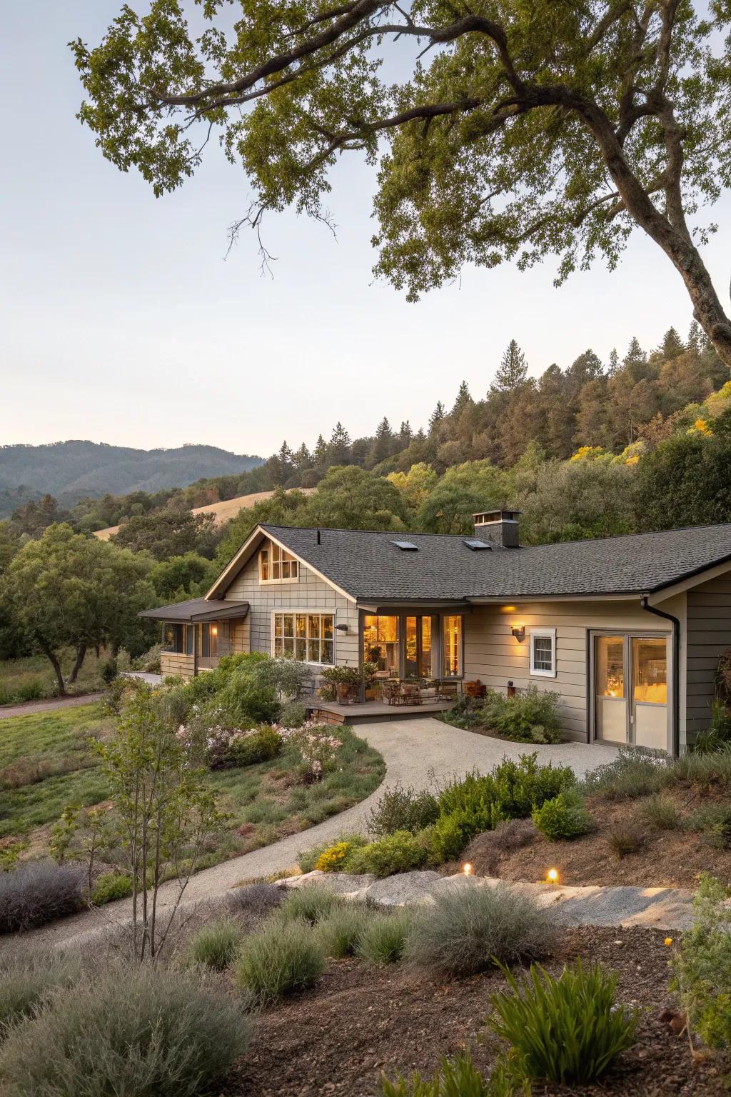 Siding that harmonizes beautifully with the surrounding natural landscape.