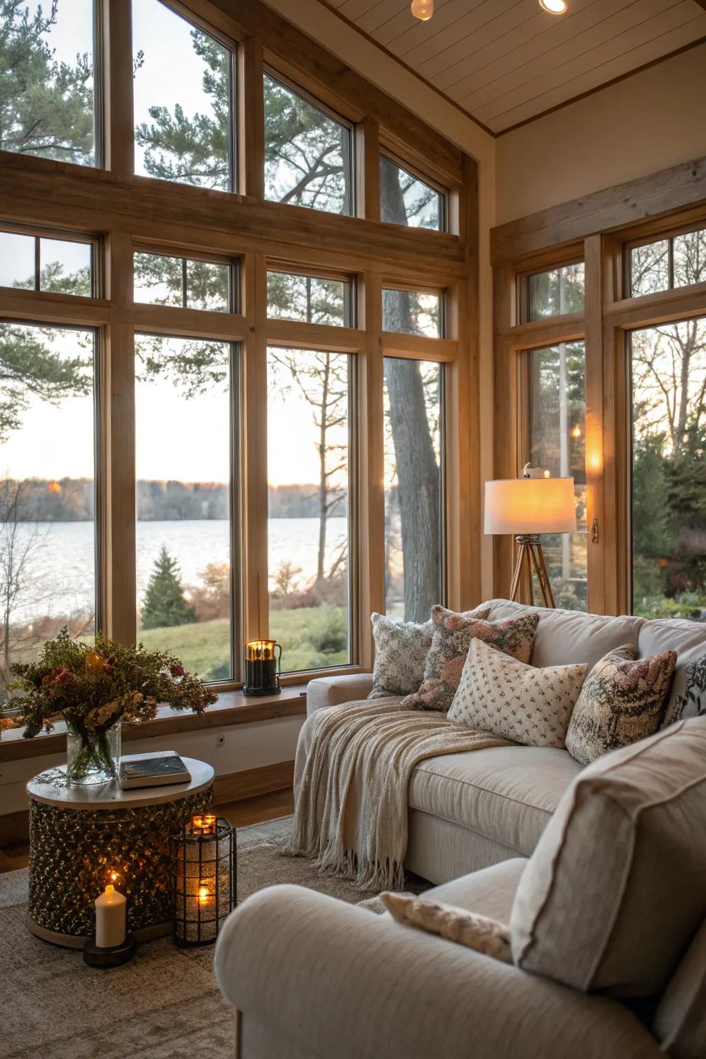 A bright and airy living room bathed in natural light.