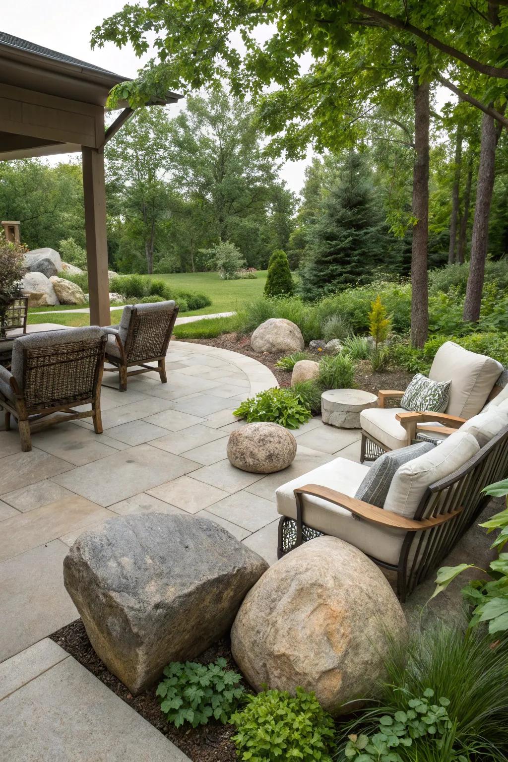 Natural stones inject a natural sensation into modern deck designs.