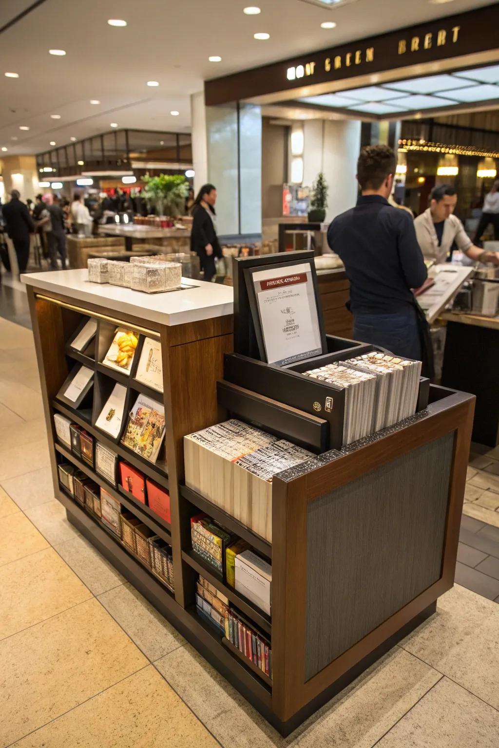 Maintain organization with a reception station featuring integrated storage.