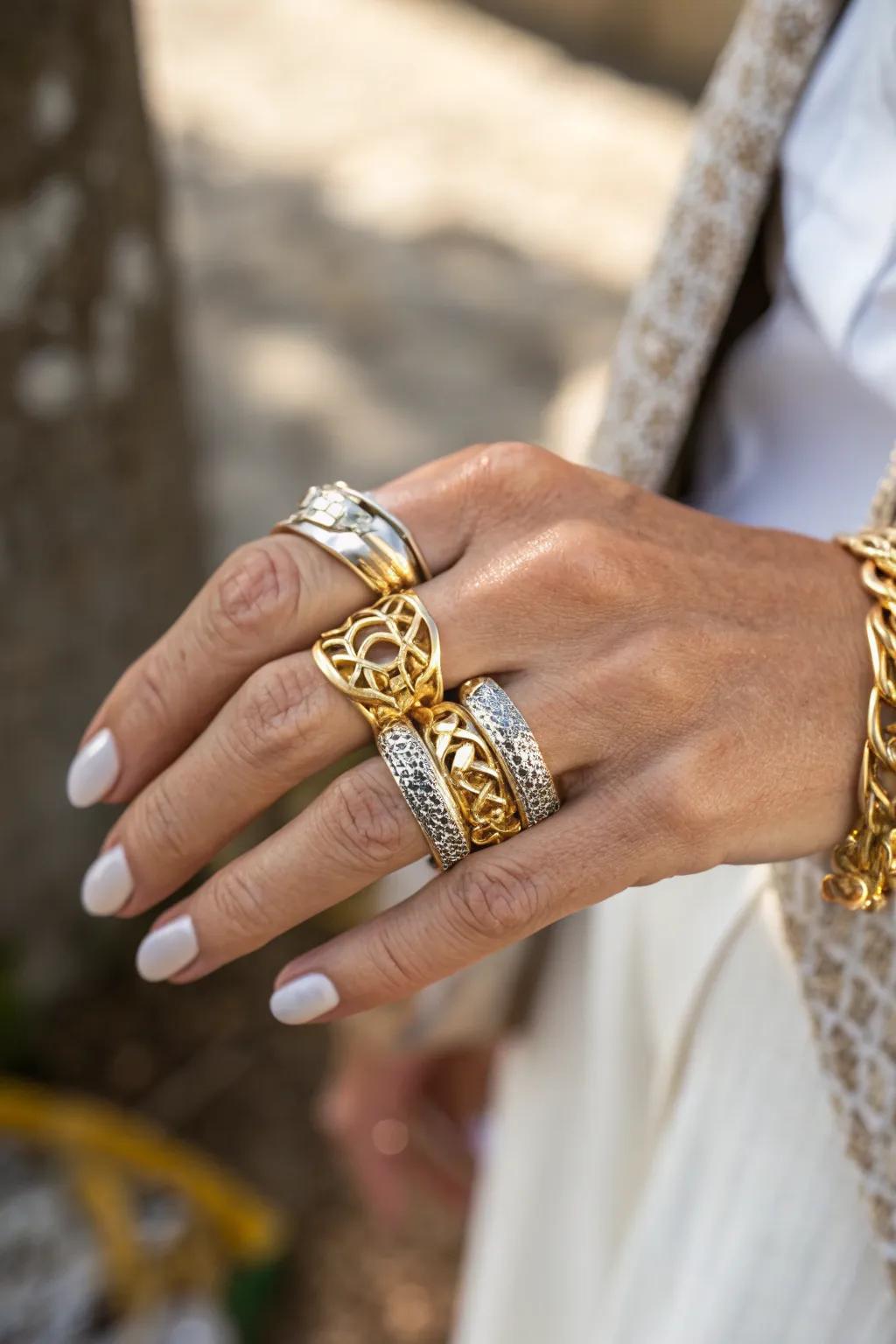 Variety of Metal Rings for an Energetic Look
