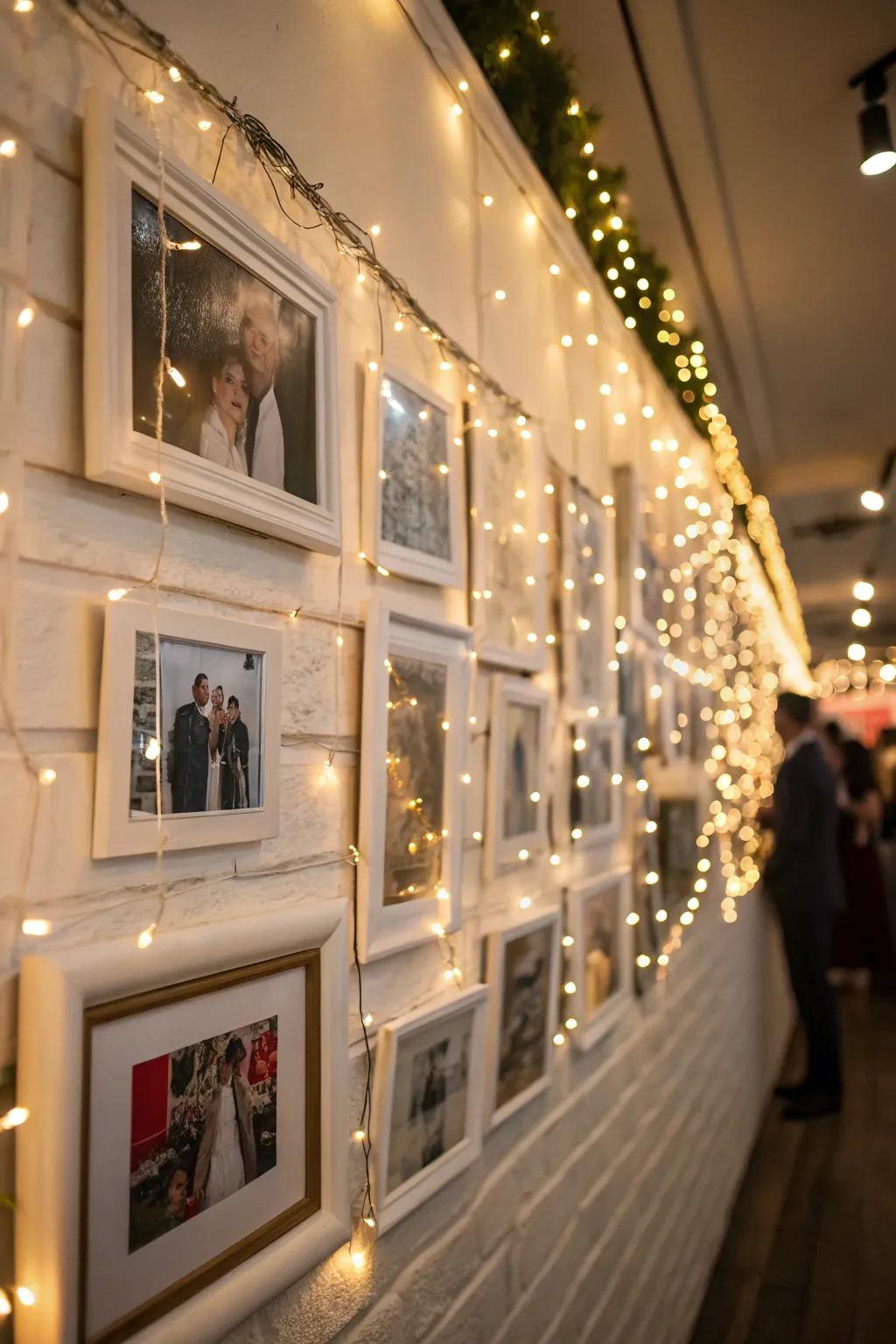 A snapshot display personalizes your celebratory space.