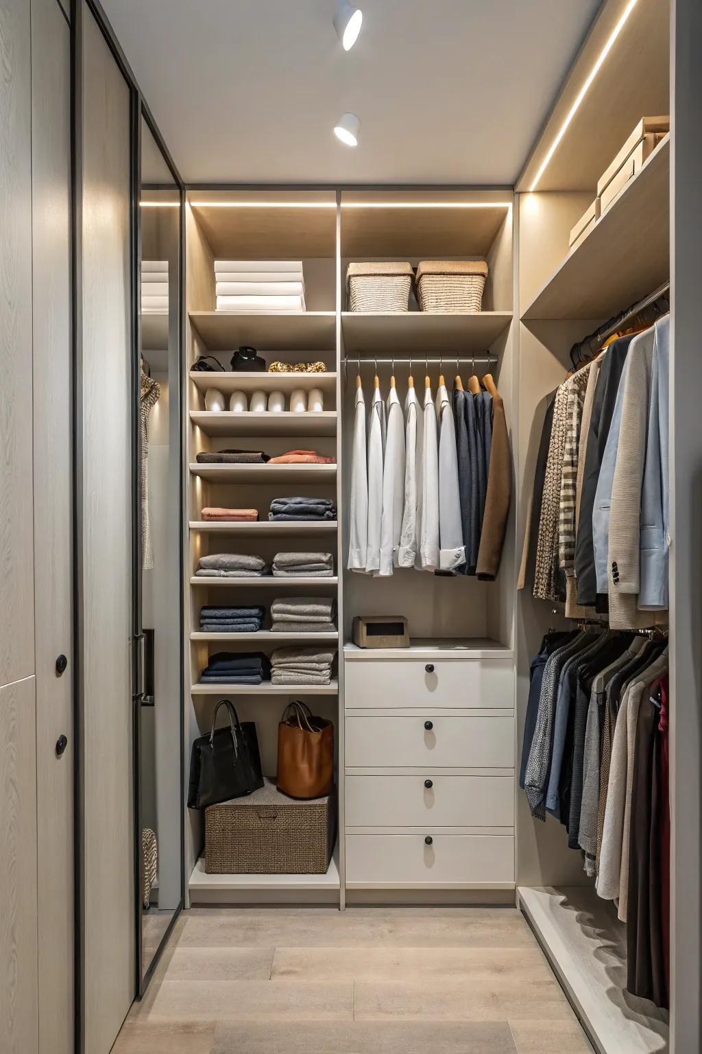 Unleash your closet’s potential with vertical storage solutions.
