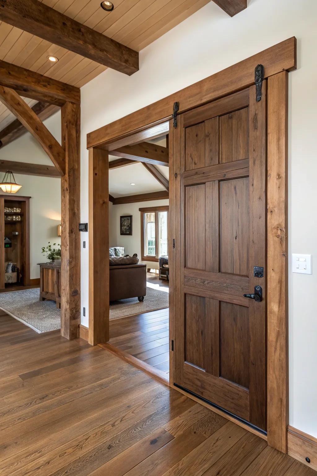 An unadorned yet audacious doorway casing that distinguishes itself as a structural feature.