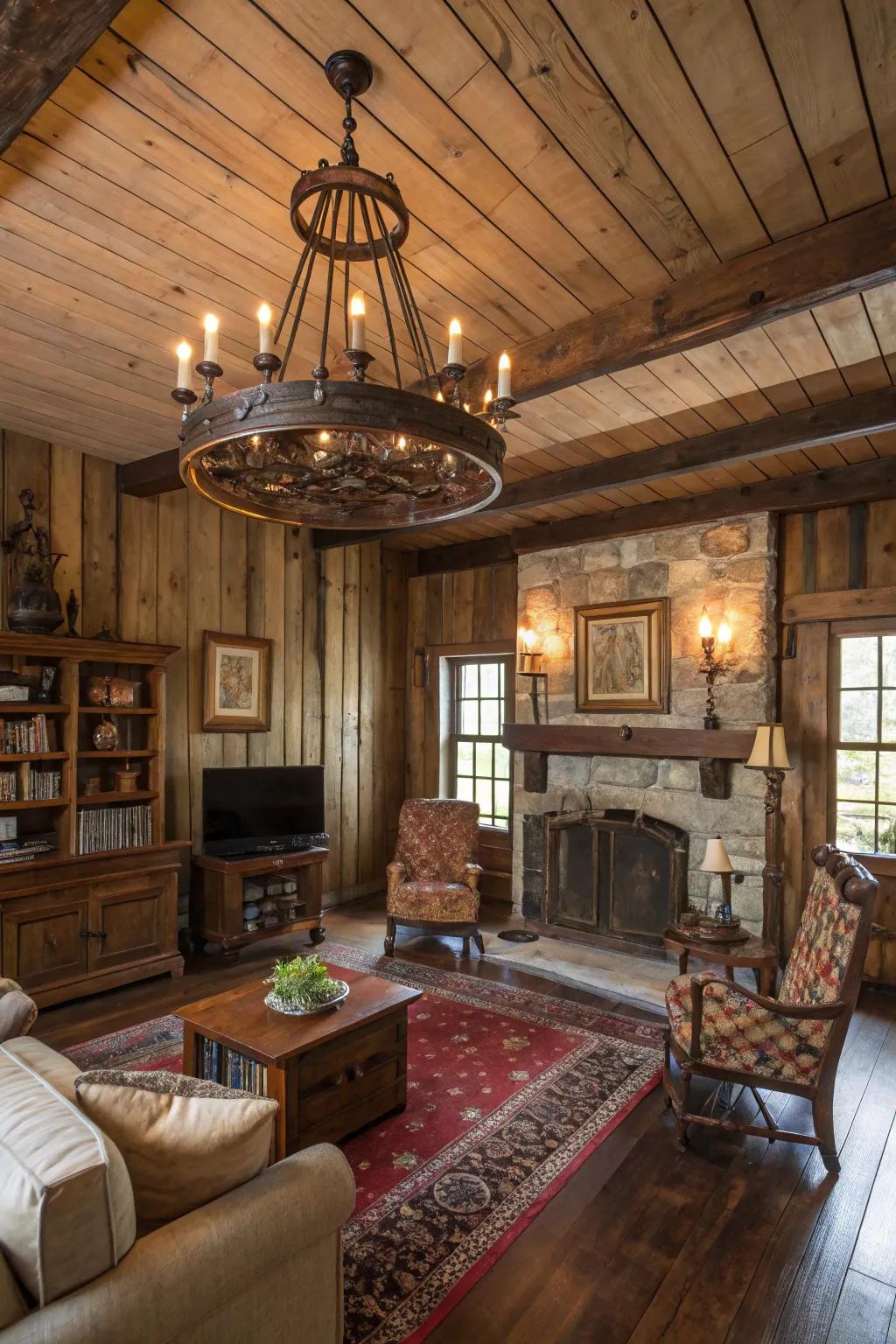 Appealing, countryside embellishments enhance the distinctiveness of this family room.
