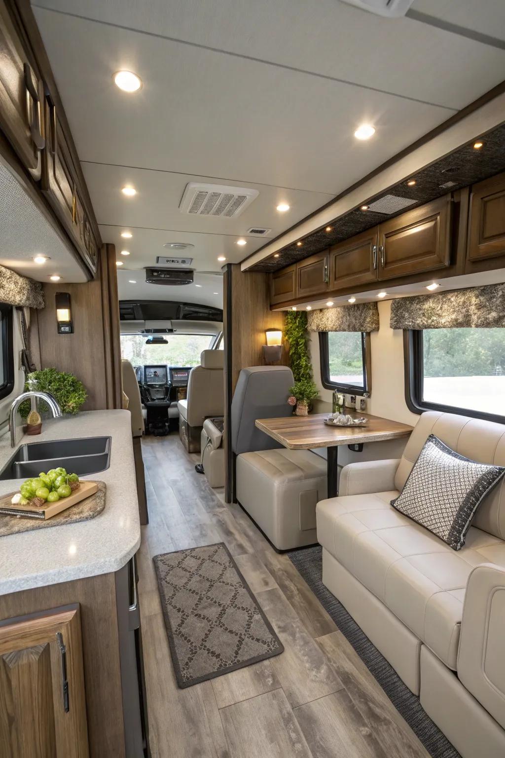A functional and elegant RV arrangement that optimizes space.
