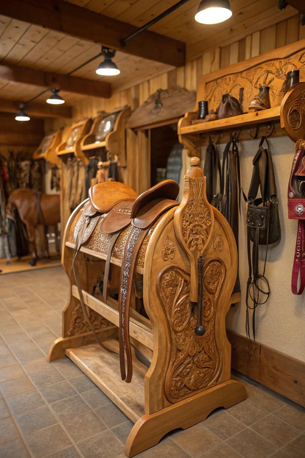 Wood racks enhance ambiance and sophistication.