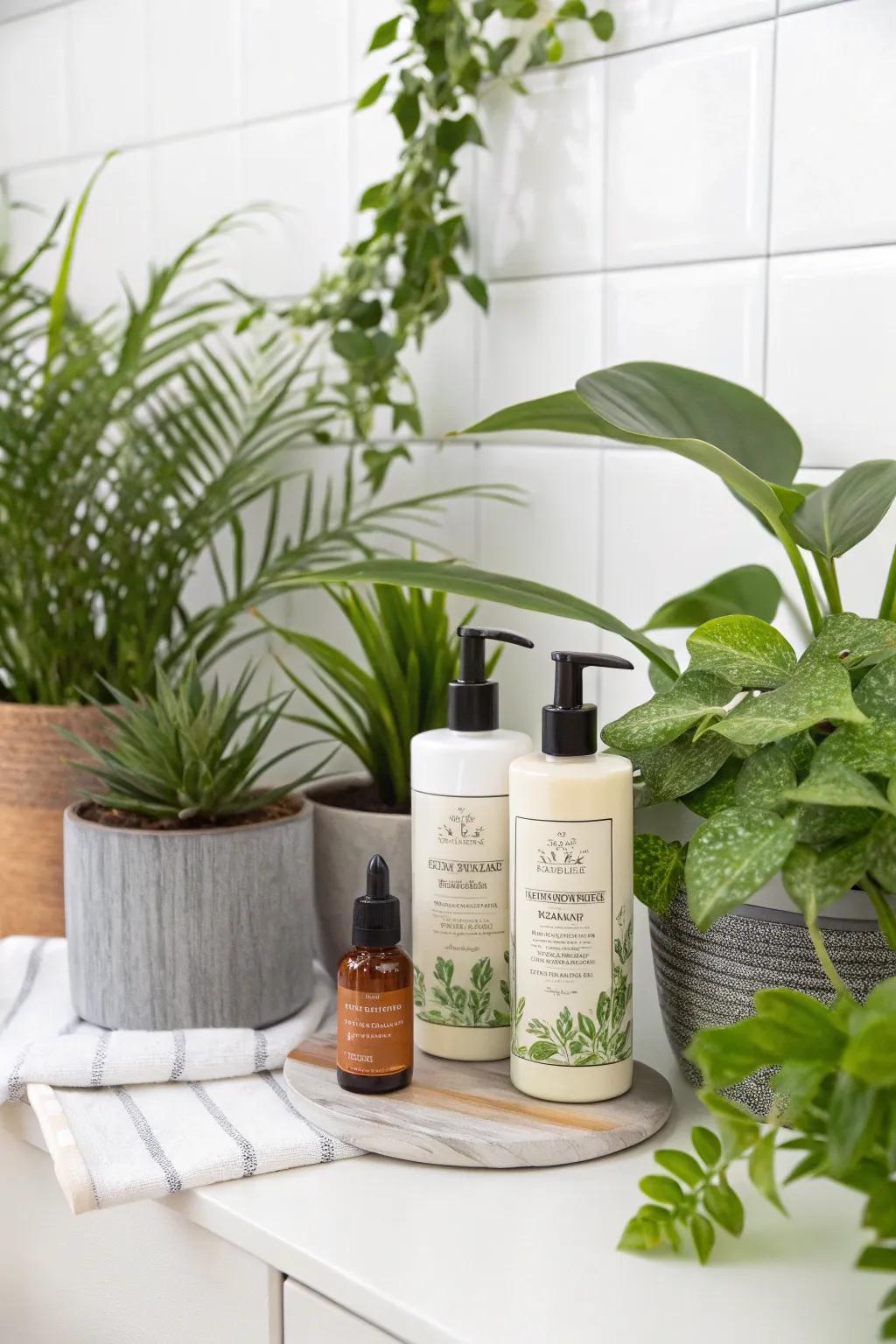 Infuse your display with life using greenery.