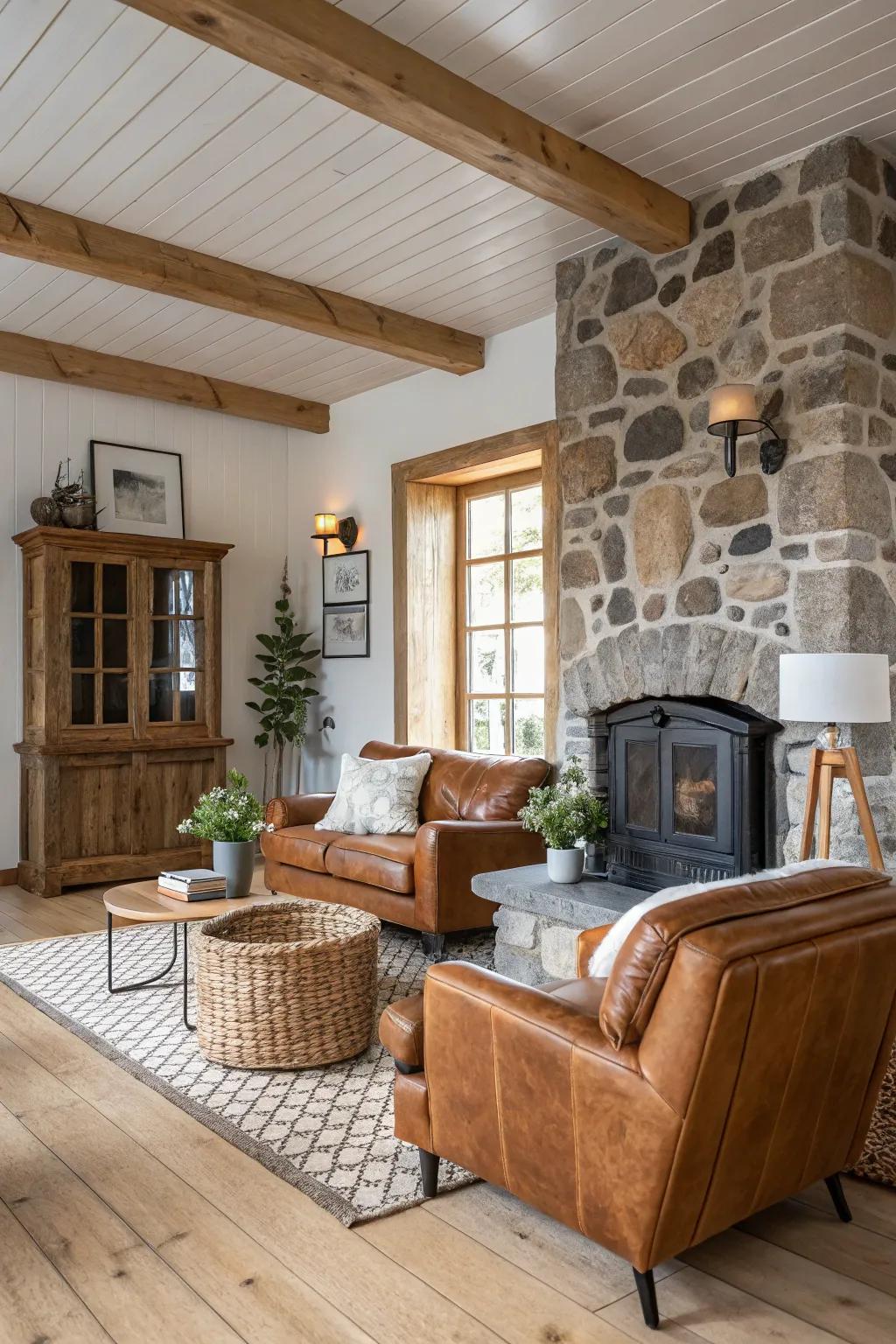 Natural elements provide warmth and texture to this Scandinavian setting.