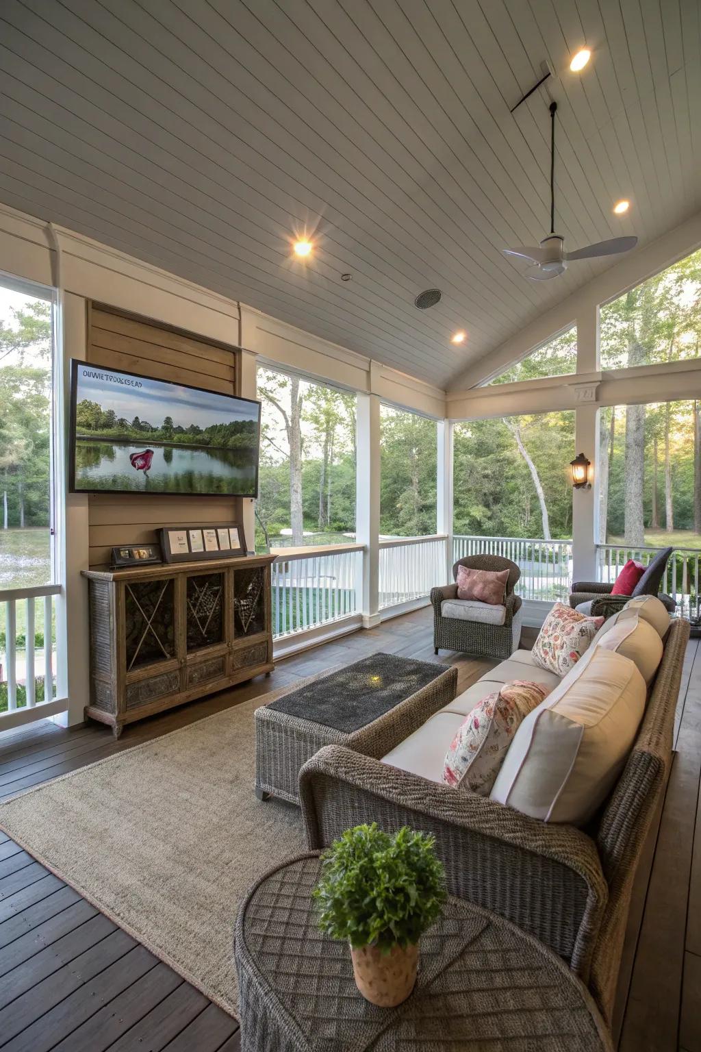 An entertainment-focused porch provides a flawless fusion of leisure and enjoyment.