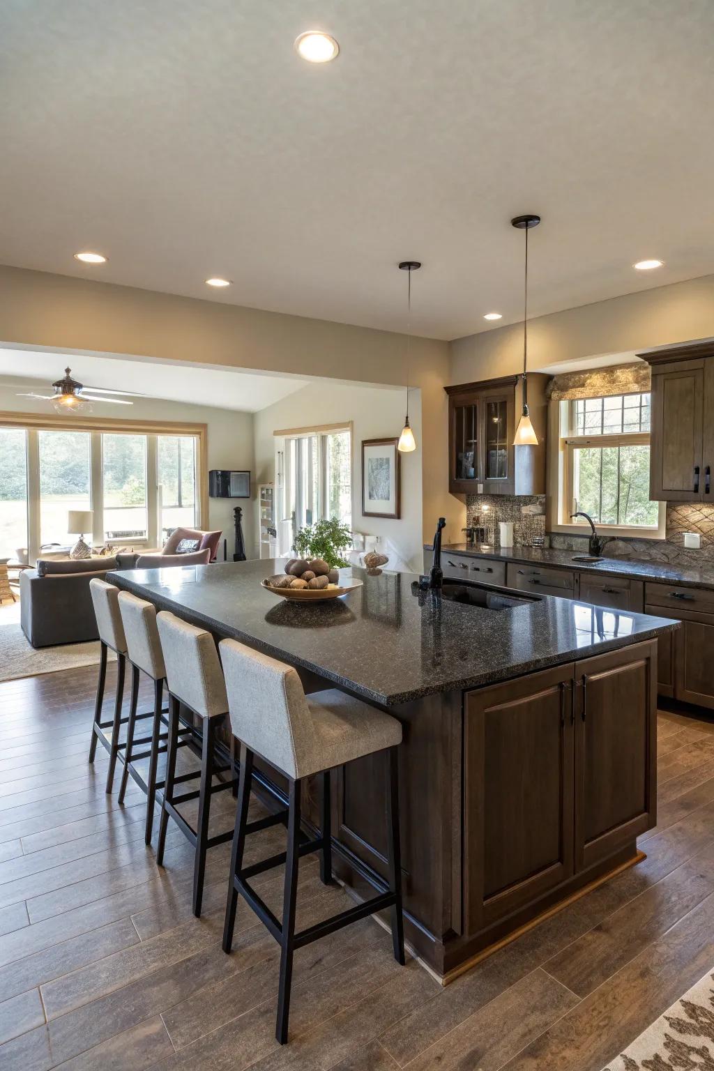 A versatile kitchen island is a great addition to functionality and interaction.