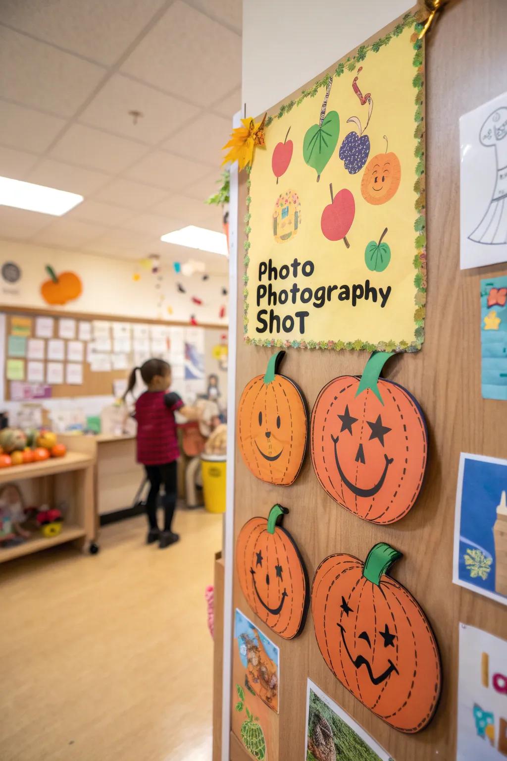 A pumpkin patch bulletin board brimming with positive messages.