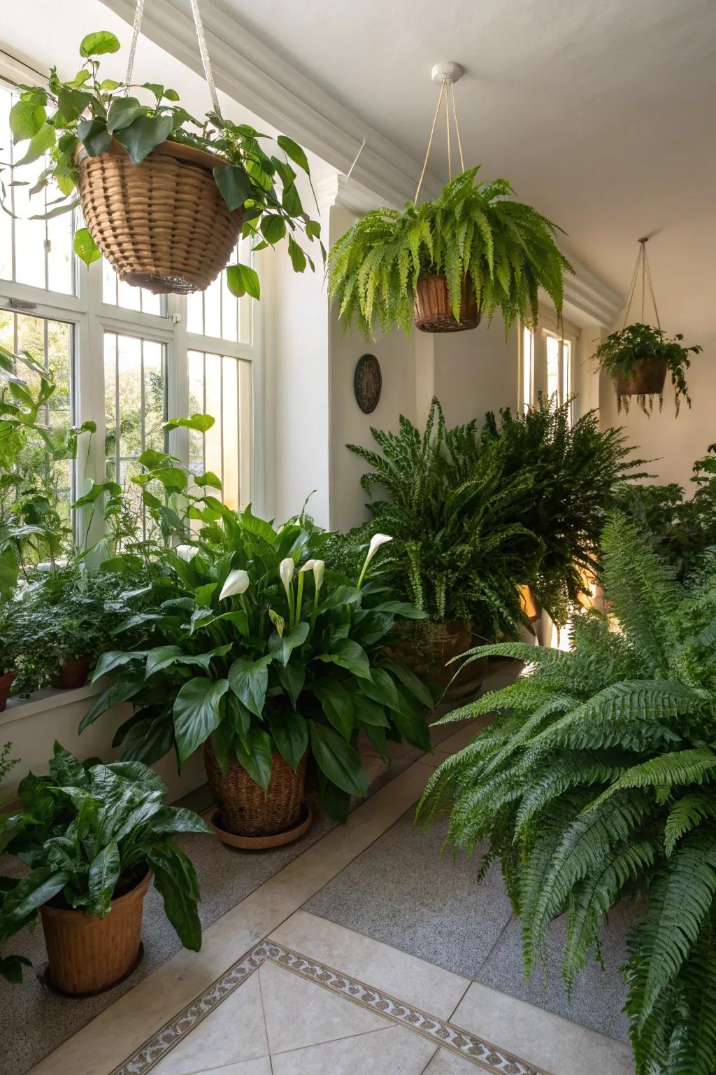 Vegetation enhances the calmness of a room.