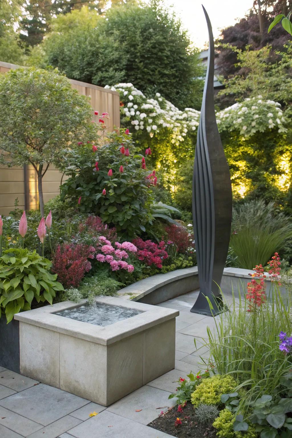 Sculptures impart an artistic sentiment to any garden space.