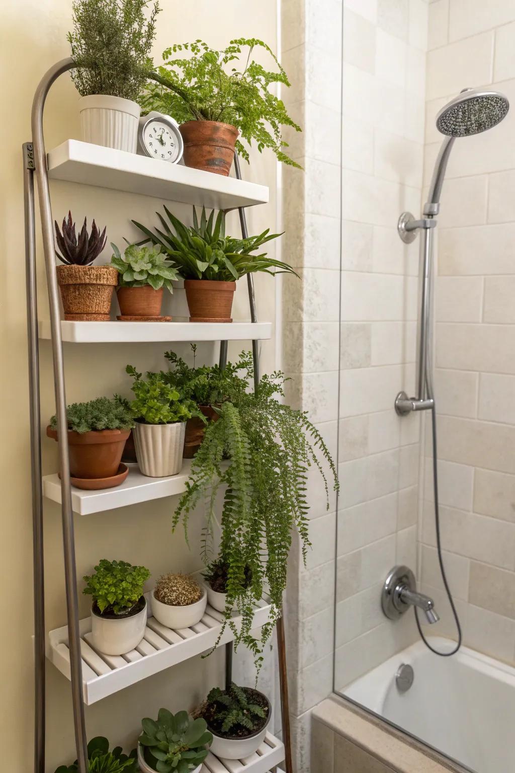 Shower racks usher tiers of plant life into your designated space.