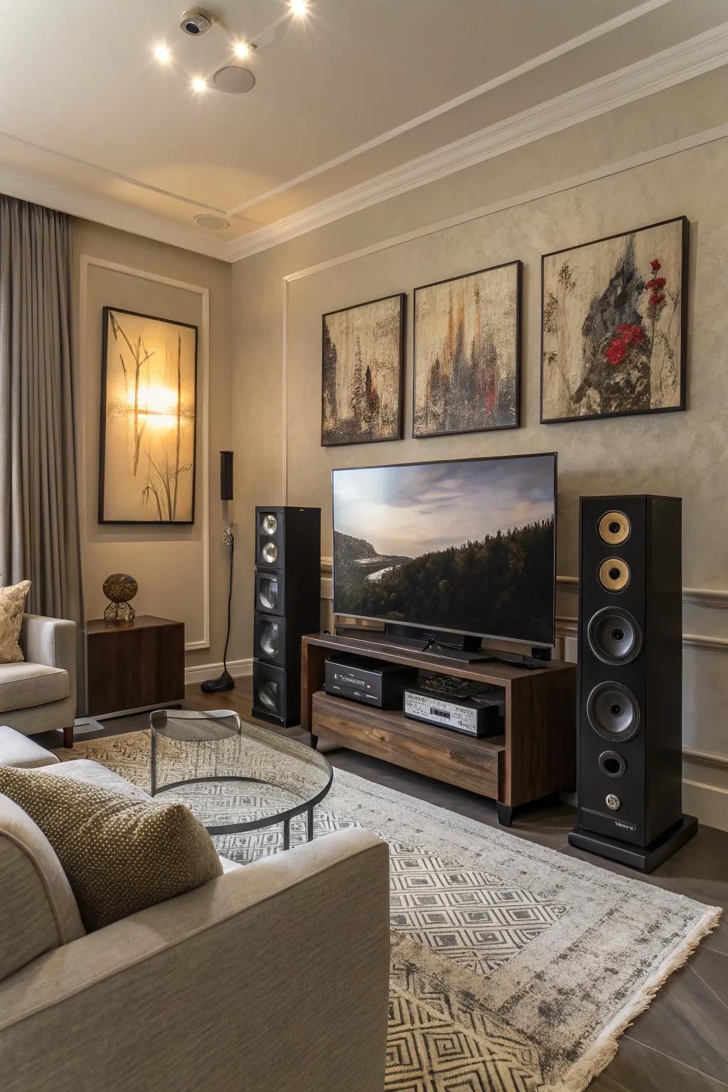 A tech-integrated living room ready for entertainment.