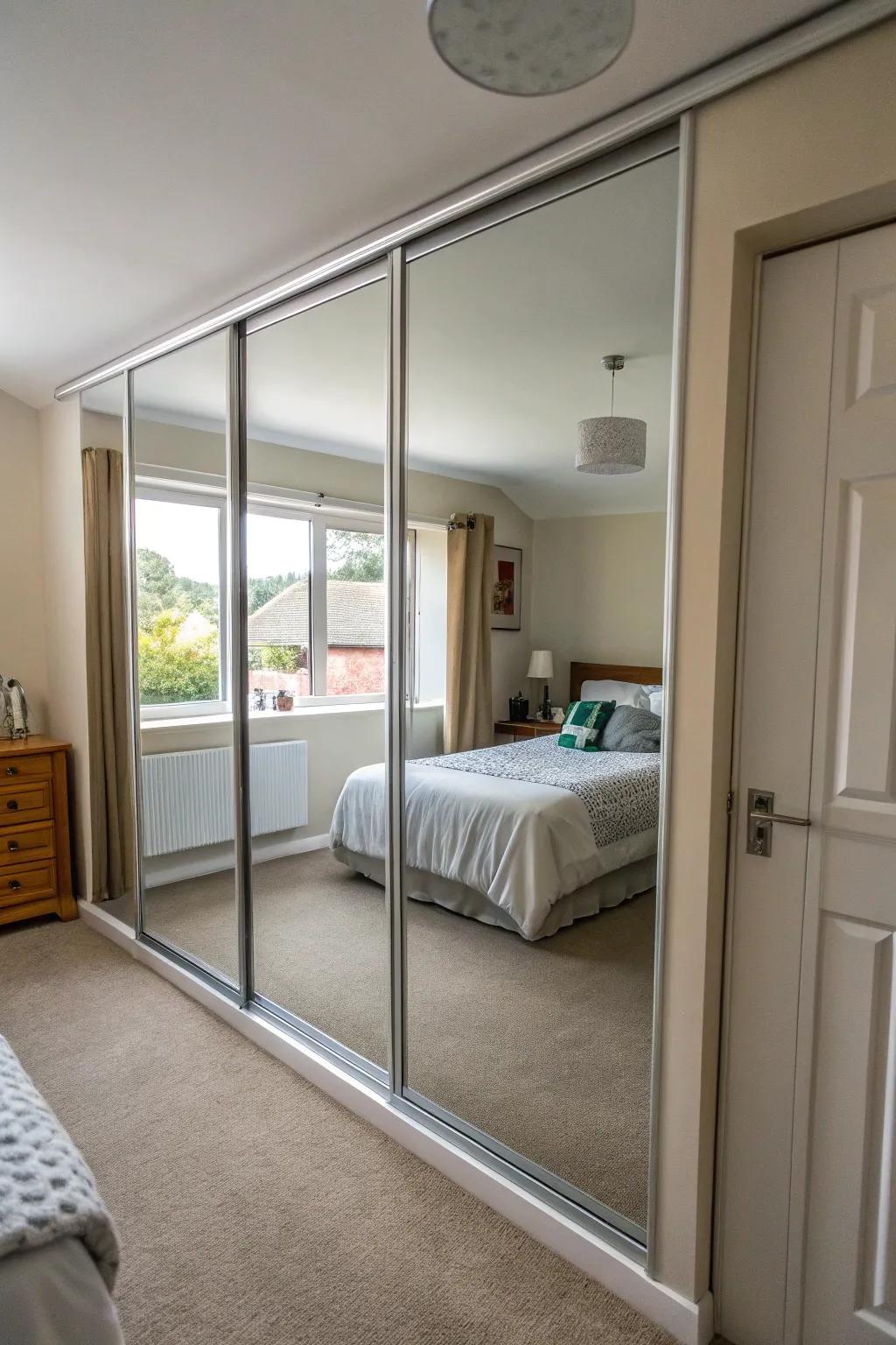 Mirrored surfaces expand space perception.