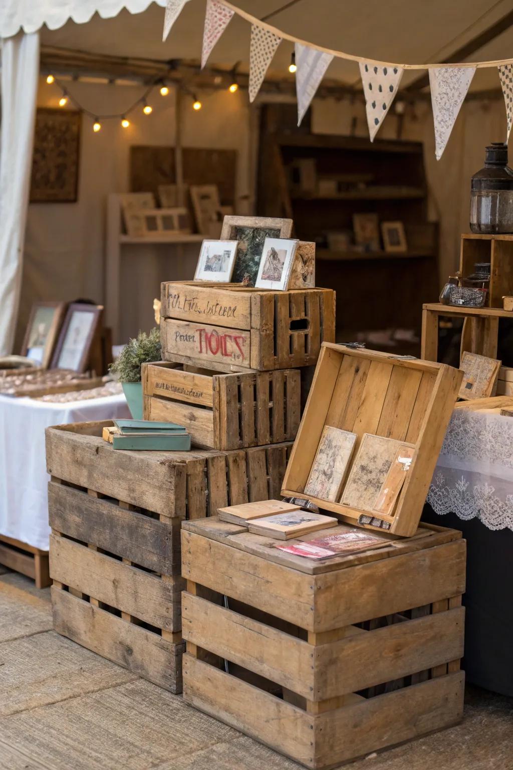 Distressed timber chests for storage and display