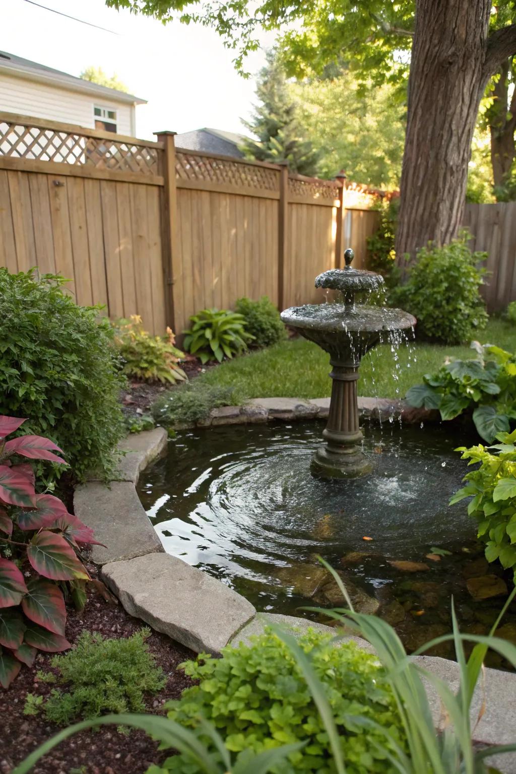 A small water feature introduces peace and attracts wildlife to your backyard.