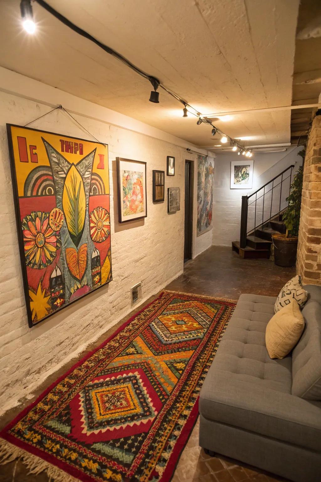 A burst of color gives personality to your basement.