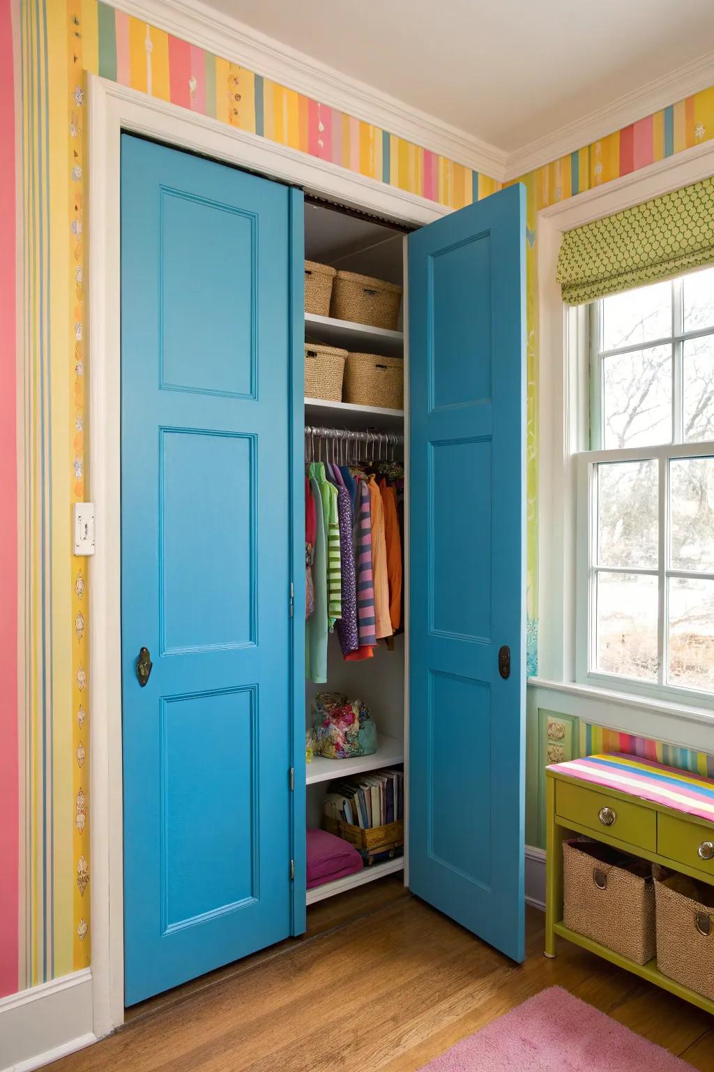 Bold colors make your closet a focal point.