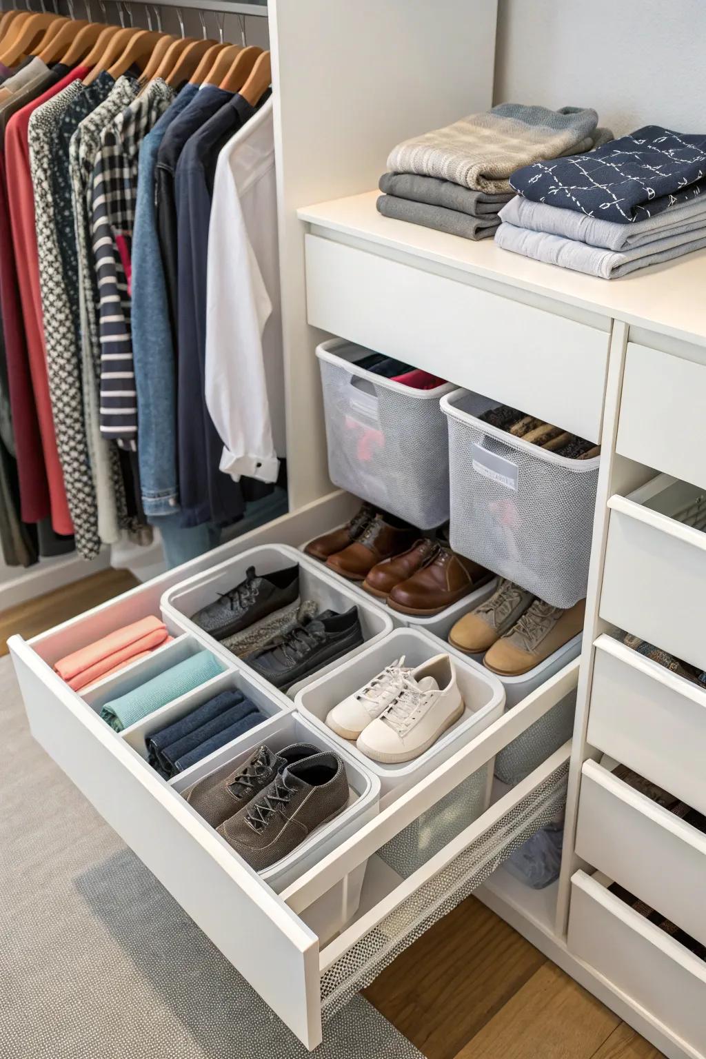 Pull-out containers ensure everything is accessible.
