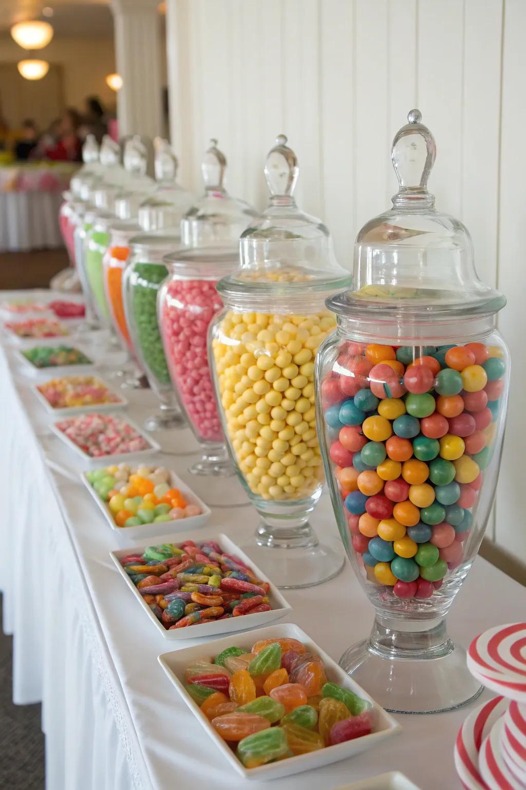 A candy selection in coordinated colors that’s both flavorful and visually appealing.