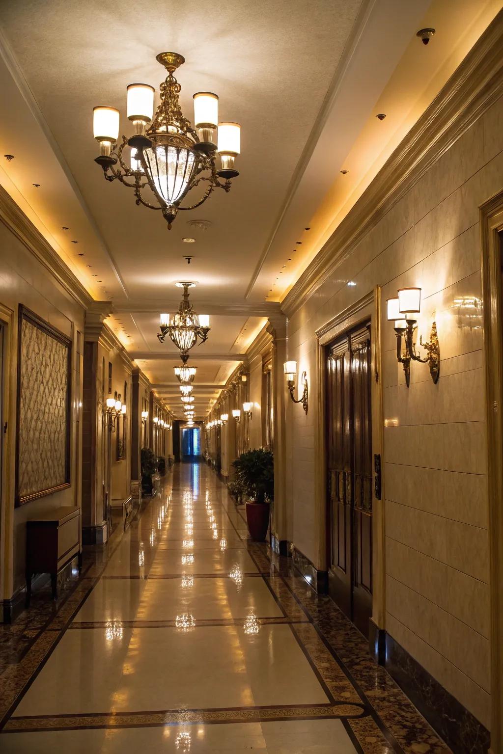 Appropriate lighting can elevate the aesthetic and atmosphere of your small hallway.