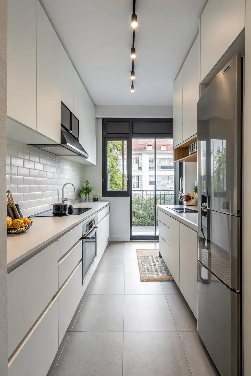Minimalist floors maintain a refined and modern kitchen.