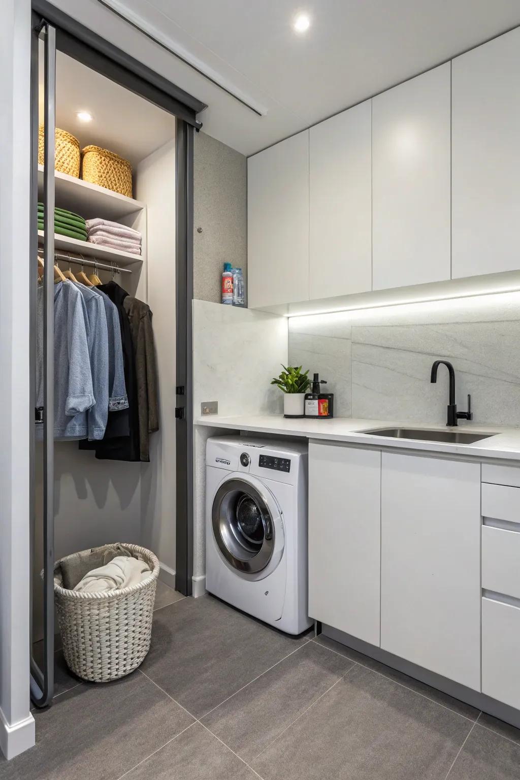 Achieve a pristine aesthetic thanks to a concealed sink design.