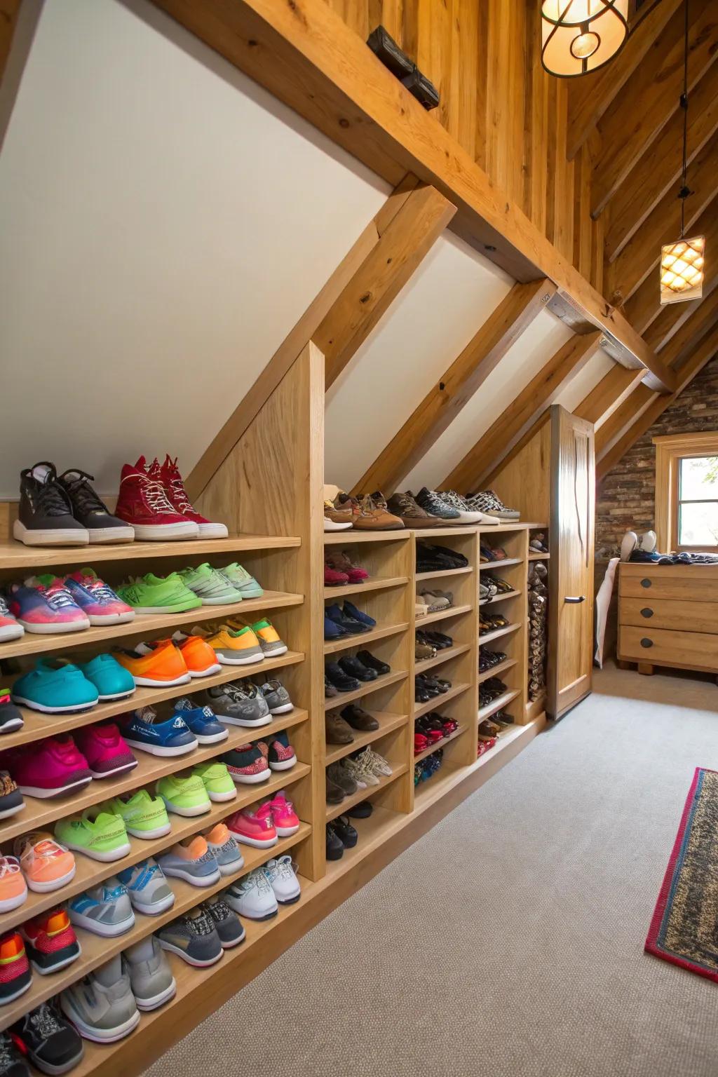 Custom shoe racks ensure your collection stays organized and accessible.
