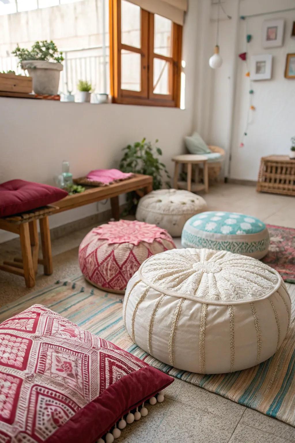 Seating arrangements that are easy to move help fit more guests comfortably.