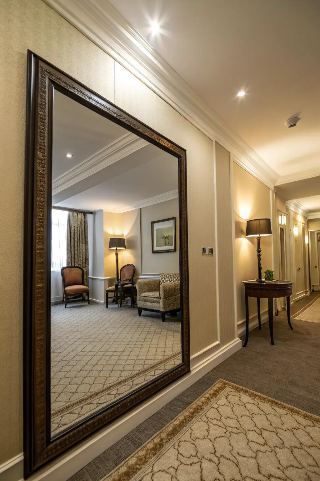 Looking glasses create the illusion of more space and amplify natural light.