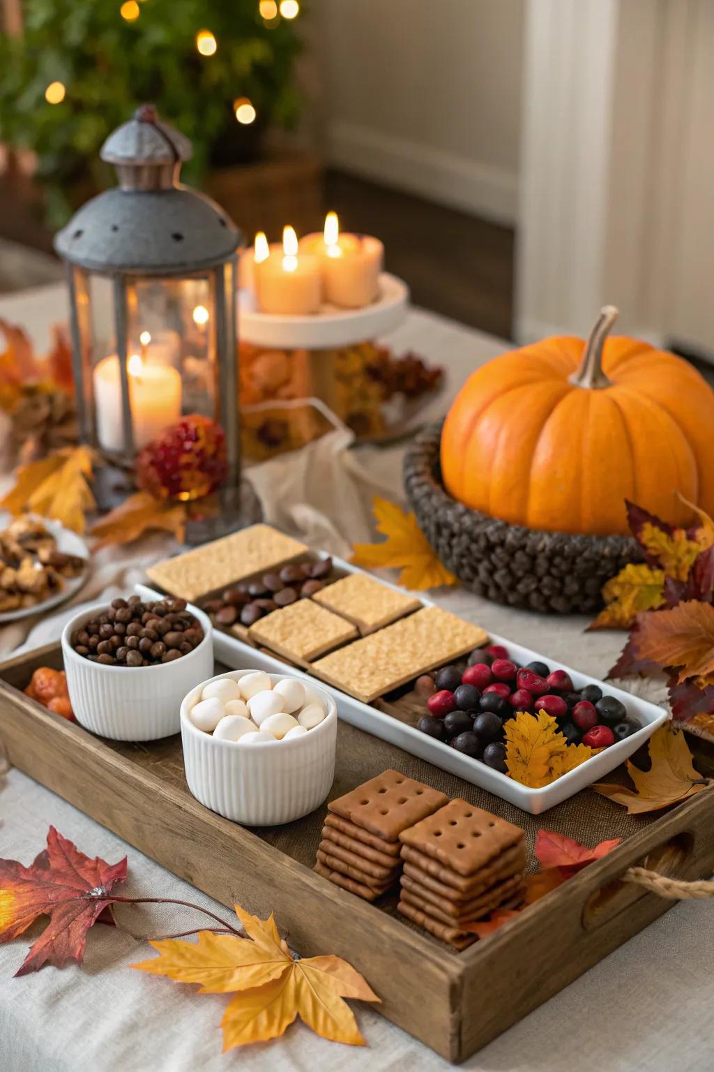 Themed decorations make your s'mores bar feel celebratory and memorable.