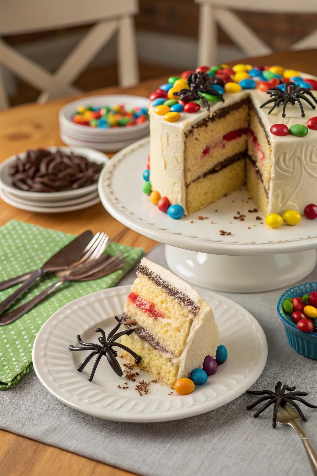 A cake harboring a sweet secret.