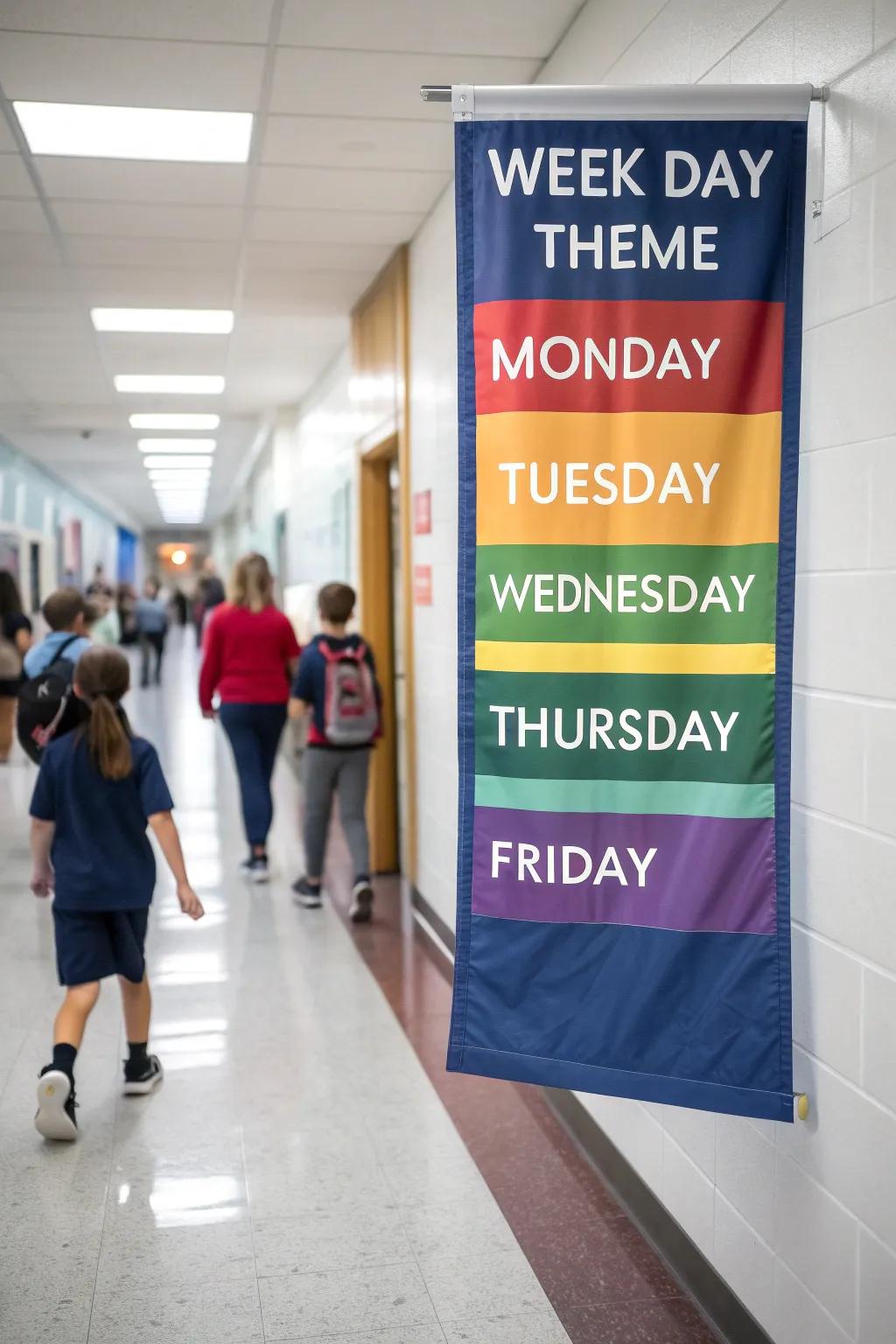 A practical and fashionable weekly itinerary pennant for Spirit Week.