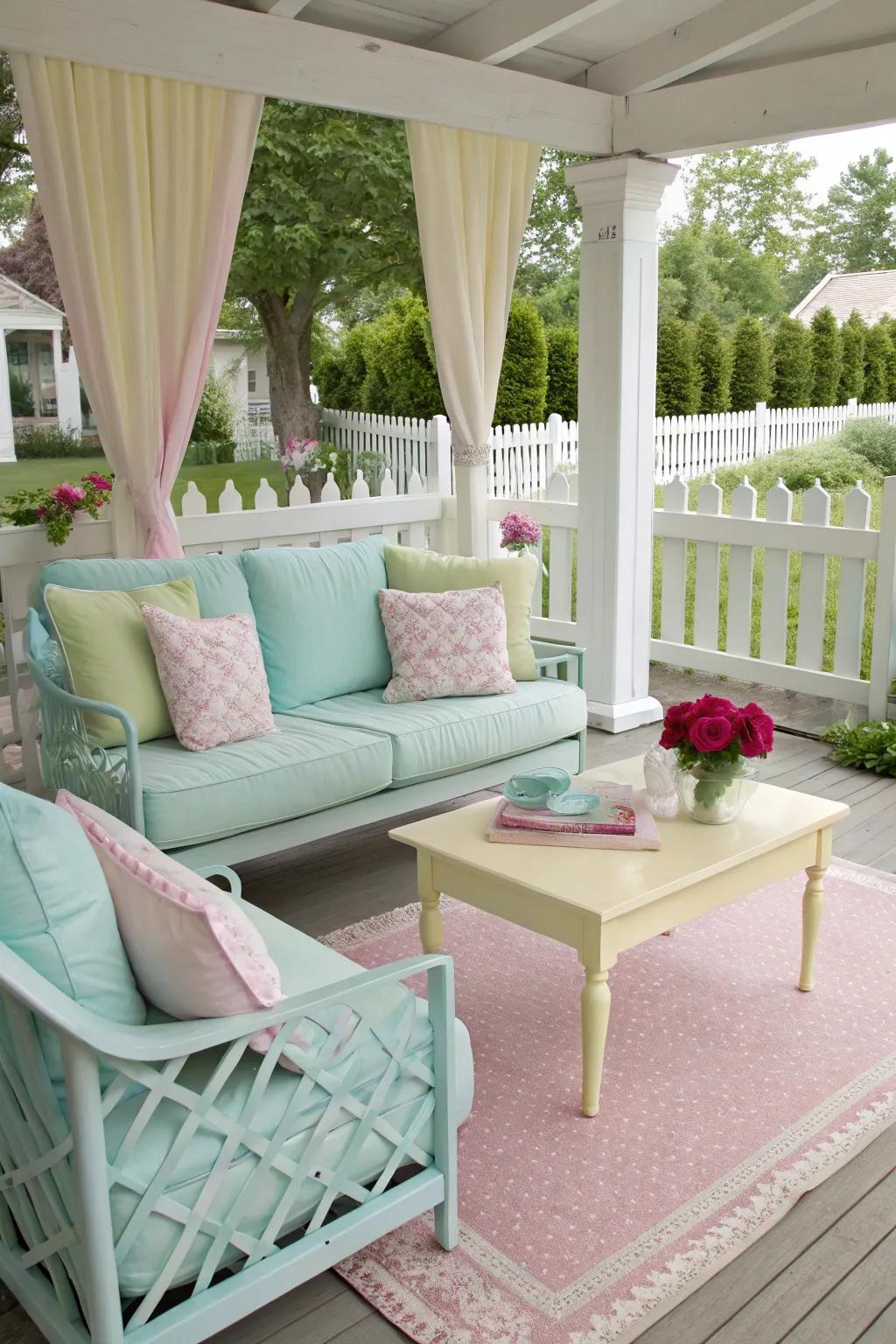 Delicate accents introduce a gentle hint of springtime to any porch.